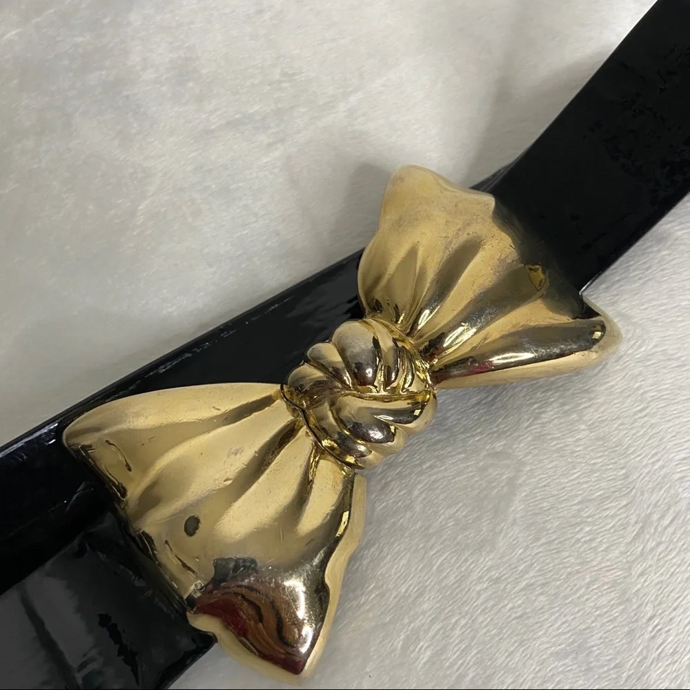 Accessories NYC Faux Patent Leather Bow Waist Belt 30